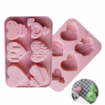 Silicone 6 Love Mold de bolo do Dia dos Namorados